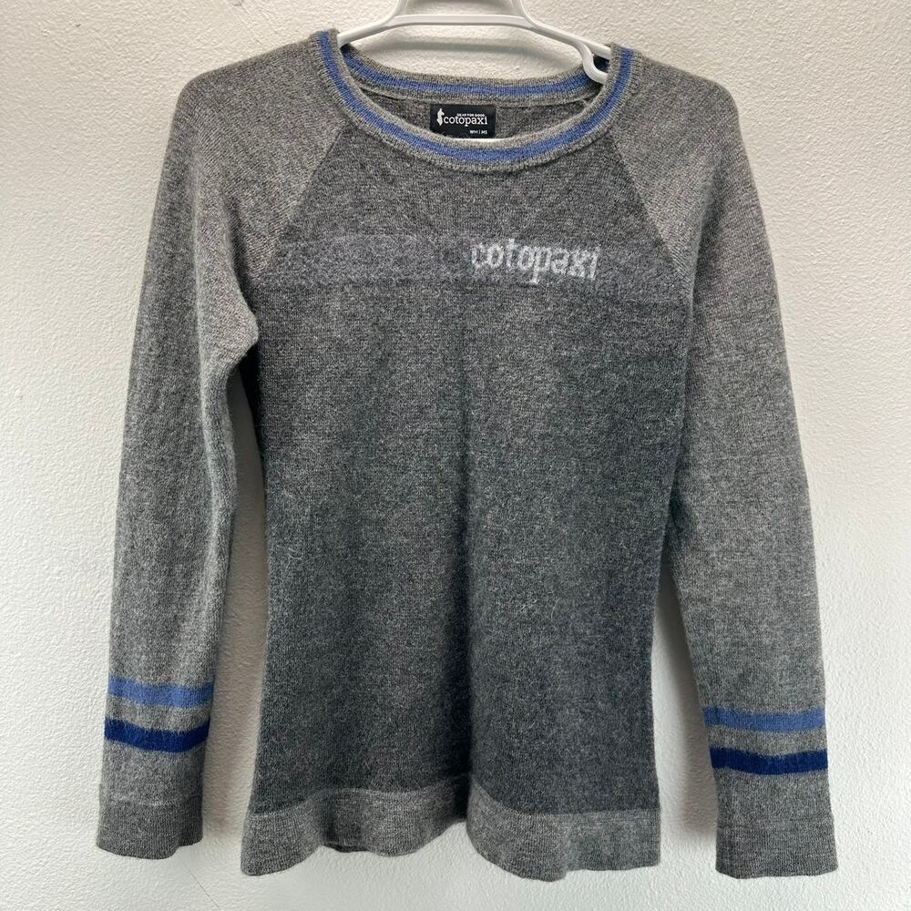 Cotopaxi Sunrise Libre Cashllama Knit Sweater Unisex WM or MS Gray Blue